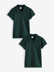 Поло школьное для девочки Next Q76-841, 2 шт., Темно-зеленый