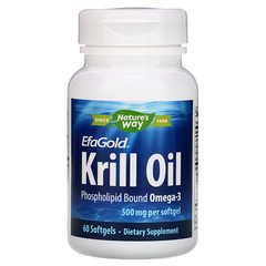Nature's Way, EfaGold, масло криля, 500 мг, 60 мягких капсул