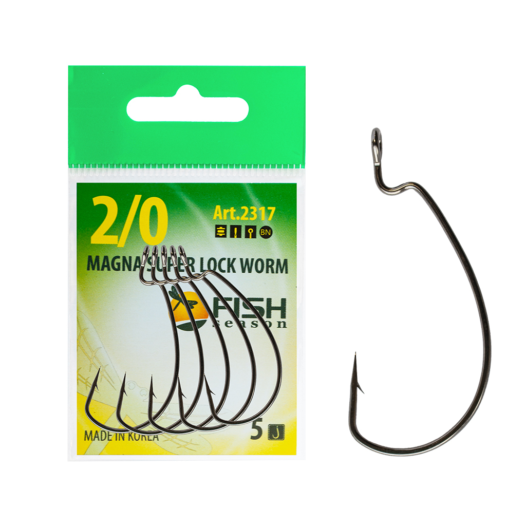 Крючок офсетный Fish Season Magna Super Lock Worm - купить по выгодной цене   Forest River - Рыболовный интернет магазин. Товары для рыбалки, охоты и  активного отдыха.