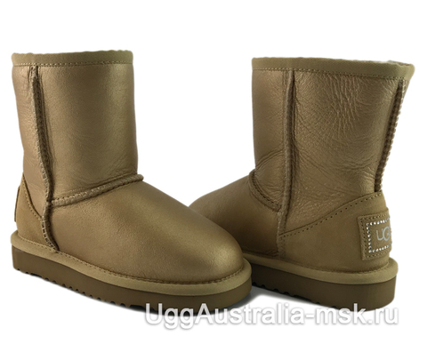 UGG Kids Classic Short Metallic Soft Gold