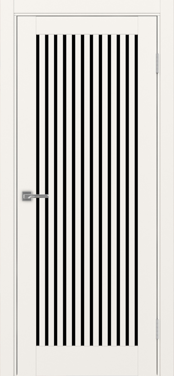 Дверь межкомнатная Оптима Порте Турин 543.2, цвет бежевый, экошпон, стекло лакобель черное