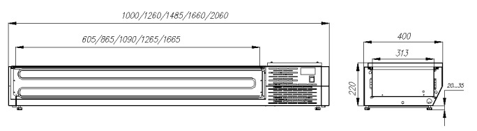 Витрина для ингредиентов POLUS A40 SM 1,2 0430 (Carboma VT2-G)