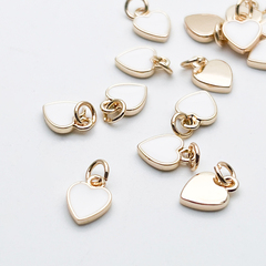 Подвеска Сердце, цвет золото+белый, размер 8*6,5 мм, цена за 1 шт