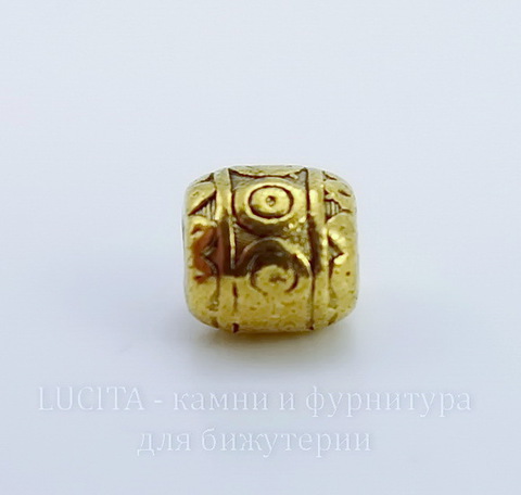 Бусина металлическая "Кружочки" (цвет - античное золото) 6 мм , 10 штук ()