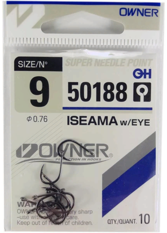 50188 № 9 Крючки OWNER Iseama W/ Eye-Bc/ продажа от 5 уп.