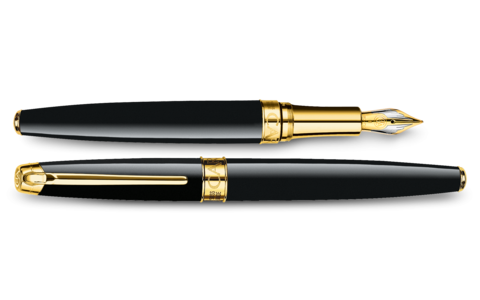 Ручка перьевая Caran d'Ache Leman Ebony Black Lacquer GP,  F (4799.272)