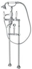 Cezares FIRST-VDPS-01-Bi FIRST-VDPS-01-Bi Напольный смеситель для ванны с ручным душем, исполнение хром, ручки белые фото