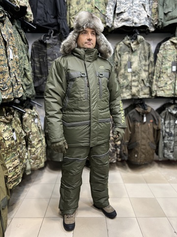 Зимний костюм Taygerr Рыболов-2 –45 °C, Таслан, Хаки, полукомбинезон