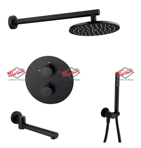 Душевой термостатический комплект  3в1 Warmer Black Line 400300-10D Termo