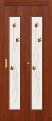 Дверь 22Х / Цвет Л-11 (ИталОрех) / Стекло Худ. / Двери Браво