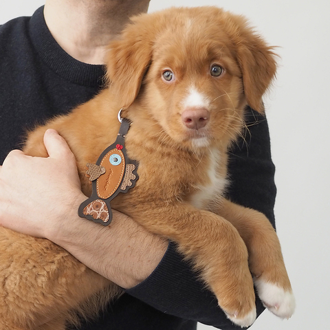 Брелок Poisson из кожи теленка темно-коричневого цвета