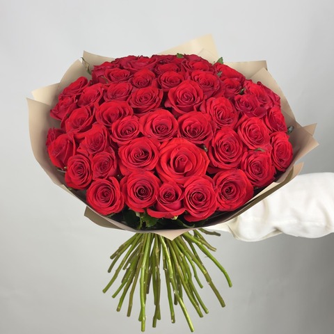 Букет 51 красных роз Россия 40 см