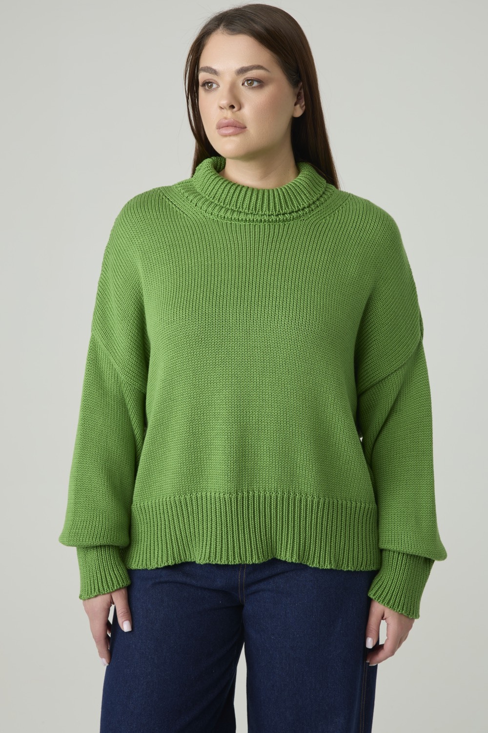 Свитер вязаный, зеленый