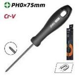 Крестовая отвертка "Home Series Black" Deli HT1203 PH0x75мм  Эксклюзивный дизайн, рукоятка из высококачественного софттач пластика