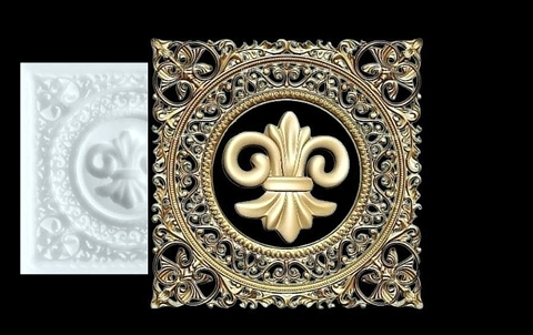 Силиконовый молд № 104 + Рамка ажурная + Флер -де- лис в подарок
