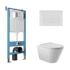 Aqueduto AQDS206 AQD комплект: TECNICA Novo Система инсталляции для подвесного унитаза, RETANGULO Novo, Панель смыва, белый глянцевый, CONE Унитаз подвесной 525*360 безободковый, сиденье с микролифтом, белый глянцевый фото