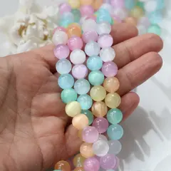 Селенит бусины, шарик, микс, 10 мм, 1 нить, К022