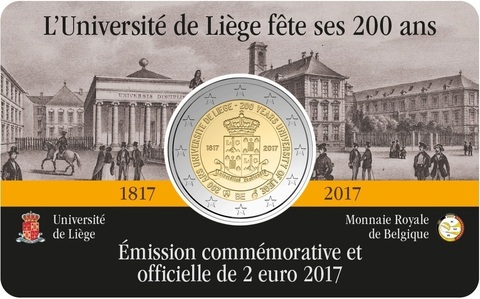 2 евро Бельгия 2017 Университет Льеж (Буклет)