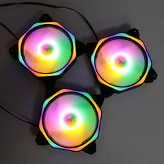 Комплект из 3 вентиляторов TESLA RGB120-RB3, 120мм, 1200rpm, 3-pin+Molex, черный-белый/FRGB, 38CFM, 21дБ, антивибропрокладки (TSL-120-RB3)
