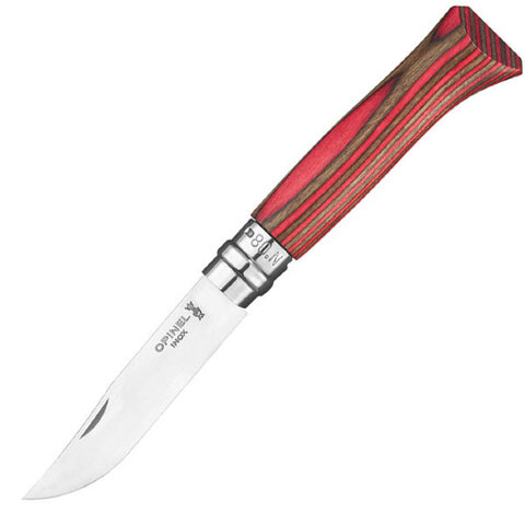 Нож Opinel №08, нержавеющая сталь (береза) - красный