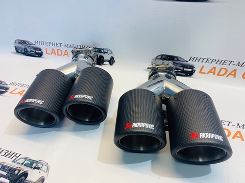 Раздвоенные насадки AKRAPOVIC (правая сторона) 90мм