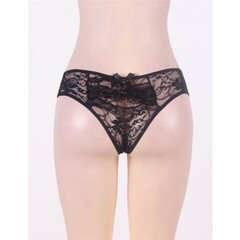 Кружевные трусики с доступом, черные, XS-S