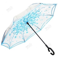 Умный зонтик прозрачный купол голубые лепестки, механика