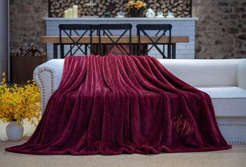 Плед 160х220 Sofi De MarkO Эшли бордовый