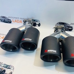 Раздвоенные насадки AKRAPOVIC (правая сторона) 90мм