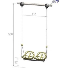 Качели двойные высотой 300 см, диаметр крепления на трубу 76 мм
