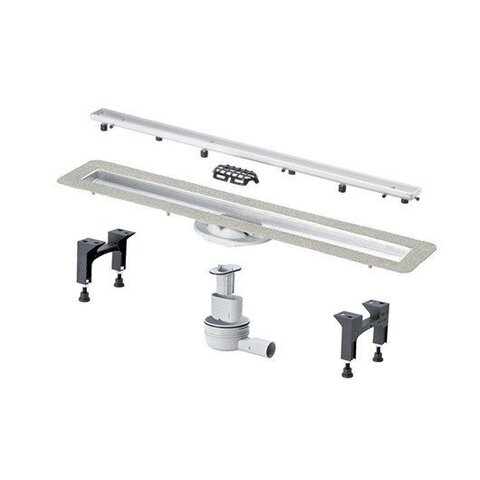 Viega 753221 Advantix Basic Set душевой лоток (нерж.сталь) 900 мм в комп. с сифоном 0.5 л/сек, ножками, дизайн решеткой под плитку ER13 мод. 4983.20
