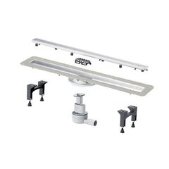 Viega 753221 Advantix Basic Set душевой лоток (нерж.сталь) 900 мм в комп. с сифоном 0.5 л/сек, ножками, дизайн решеткой под плитку ER13 мод. 4983.20 фото