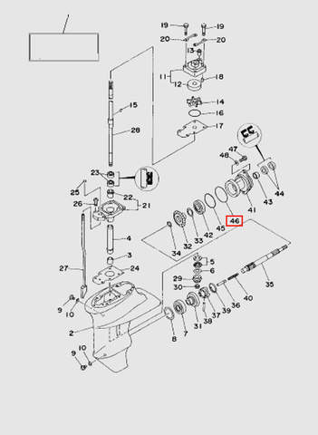 Кольцо большое стакана редуктора  для лодочного мотора T15, OTH 9,9 SEA-PRO (16-46)