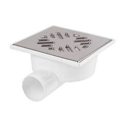 Трап ПП (полипропилен) Дн 50 горловина-нержавеющая сталь 150х150 вертикальный выпуск