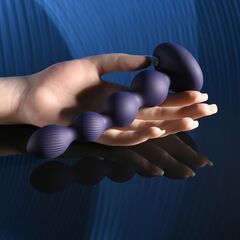 Фиолетовые анальные бусы с вибрацией и вращением Pleasure Orbit - 17,8 см. - 