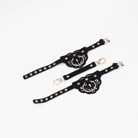 Черные оковы с золотистой фурнитурой - Crazy Handmade CH-28361