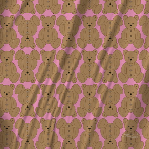 Платок каре 90*90см, ТЭДДИ на розовом