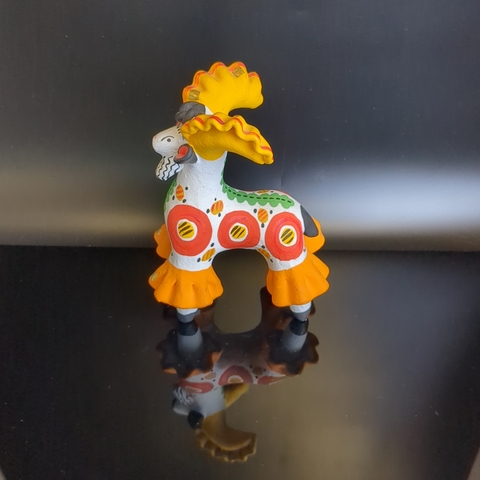 Статуэтка Дымковская игрушка "Козлик", глина, лепка, роспись, СССР, 1960-1980 гг.