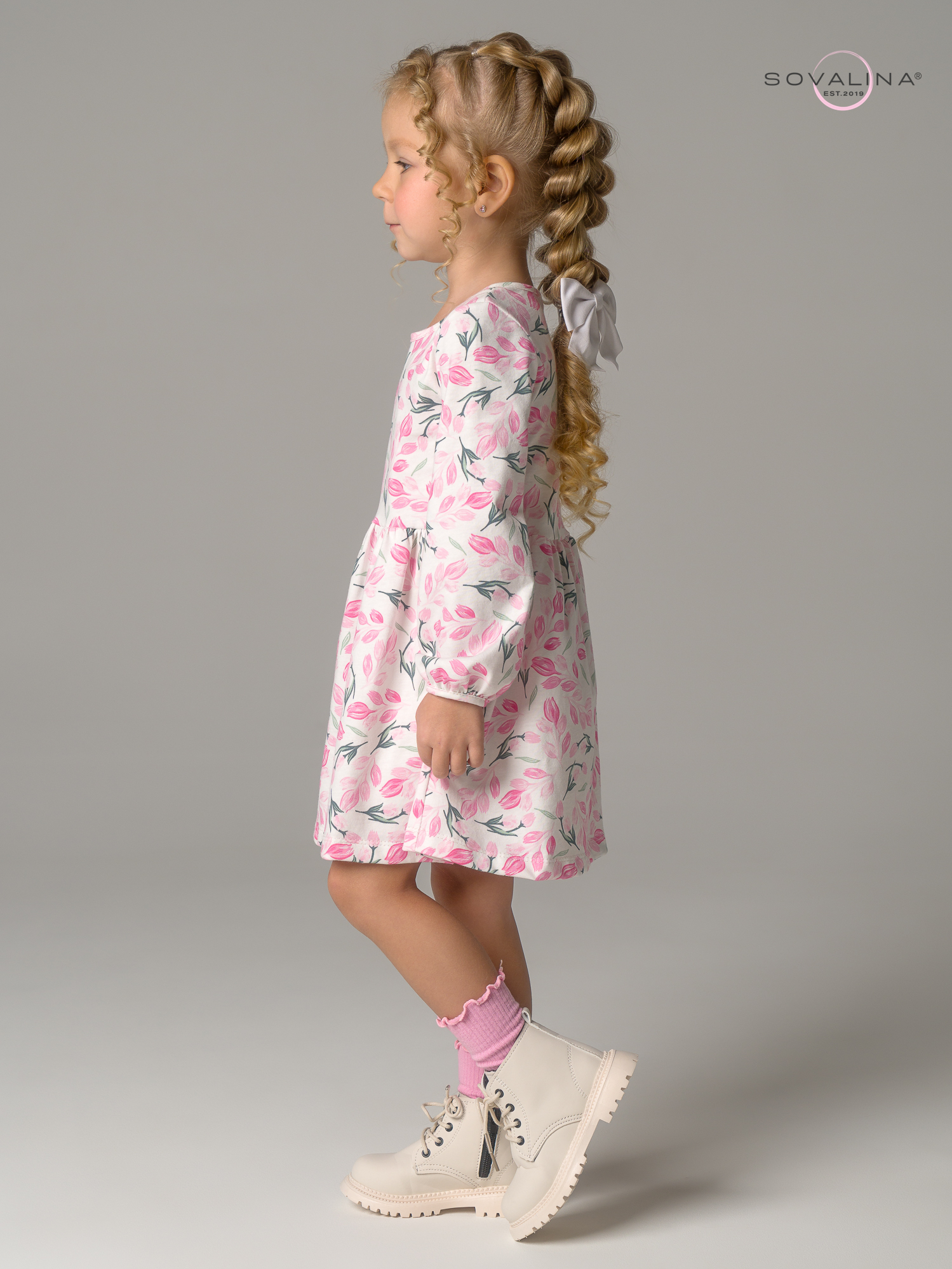 Платье Моана розовые тюльпанчики