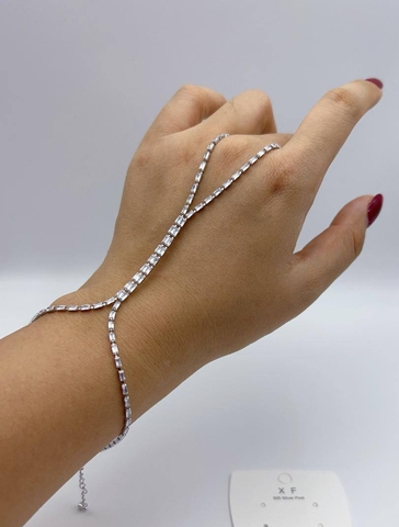 6923 - Слейв-браслет с вставками из фианитов в огранке багет