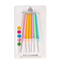 Набор свечей для торта Alingar, 9,5 см, 6 шт., с подставками. "Пастель", ассорти