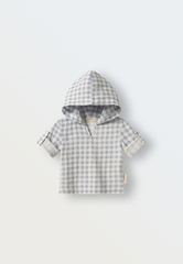 Рубашка с капюшоном (клетка синяя)