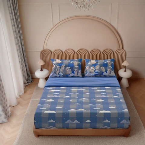 Комплект постельного белья 1,5-спальный Mollen Барашки boom васильково-синий