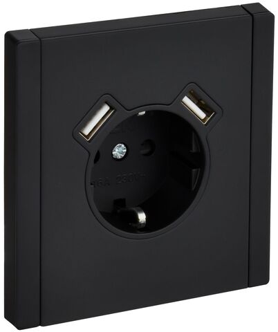 FORTE&PIANO Роз. з/к/ш в/к 16А USB A+A 3,1А FP145M чер. IEK