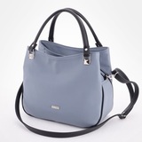 Сумка Саломея 203 гладкий серо-голубой + черный