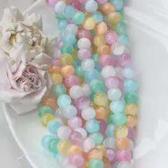 Селенит бусины, шарик, микс, 10 мм, 1 нить, К022
