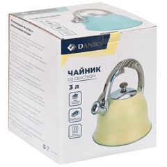 Чайник нерж, 3 л, свист, ручк бакелит, Daniks, жел, MSY-331C
