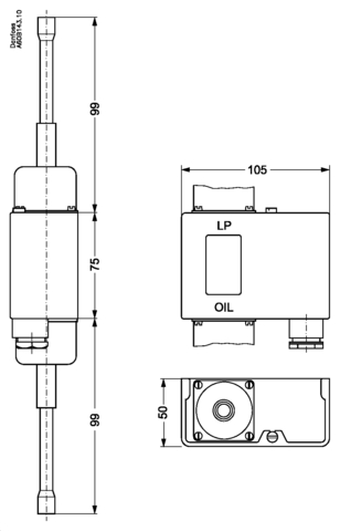 Реле дифференциального давления MP55E Danfoss 060B530091