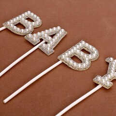 Набор топперов-букв «Ваву», в наборе 4 штуки, цвет белый