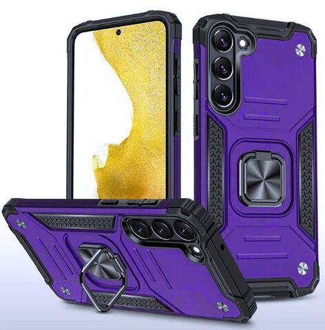 Противоударный чехол для Samsung Galaxy A54 5G фиолетовый с пластиной для магнитного автодержателя и кольцом подставкой, чехол на Самсунг Галакси А54